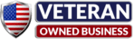 Veteran-owned business logo with American flag shield.