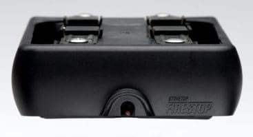 Black electronic device with two slots.