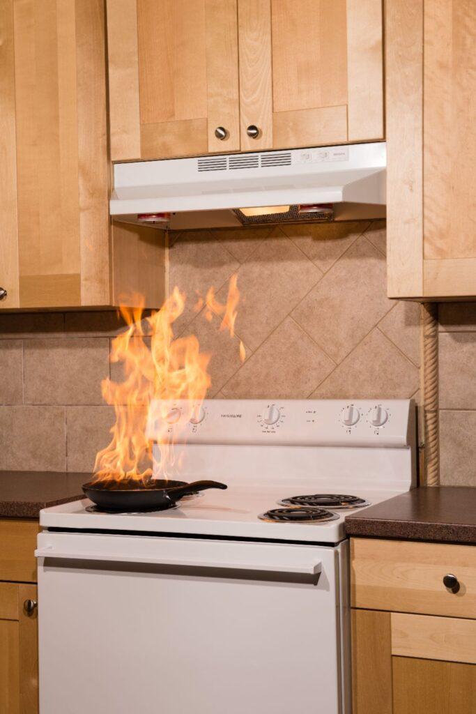 stovetop firestop wide angle fire action shot