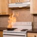 stovetop firestop wide angle fire action shot